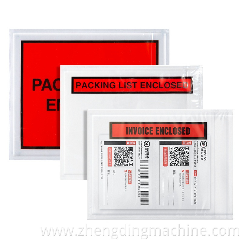 Packing List Envelopes Invoice Enclosed Slip Pouch Self Adhesive Shipping Label Pouch Making Machine